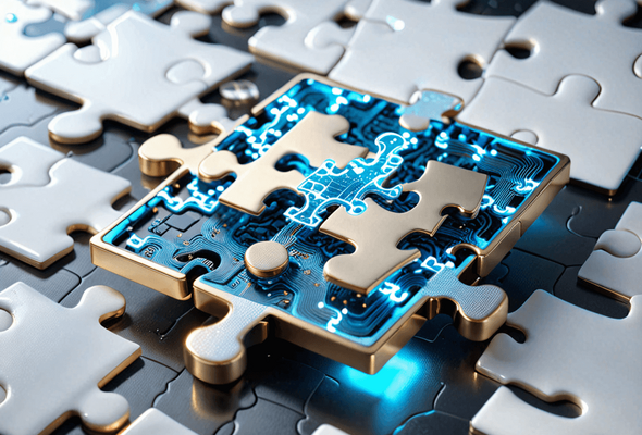 EU AI-Act zu KI: Puzzleteil das digital zusammengesetzt wird