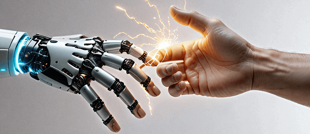 KI-Kompetenz: Mensch und Roboter geben sich die Hand