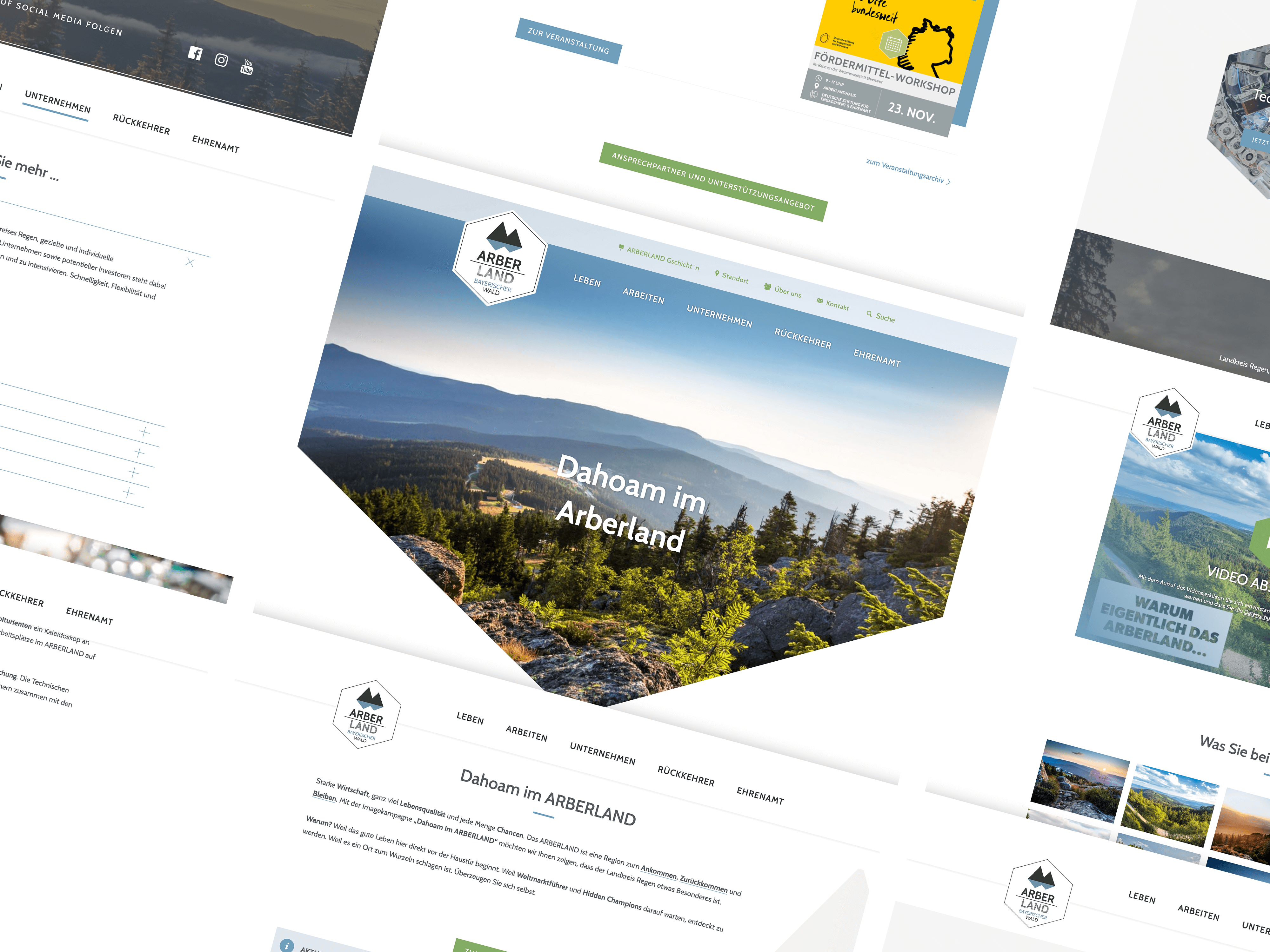 Gestaltungselemente Webdesign Dahoam im Arberland