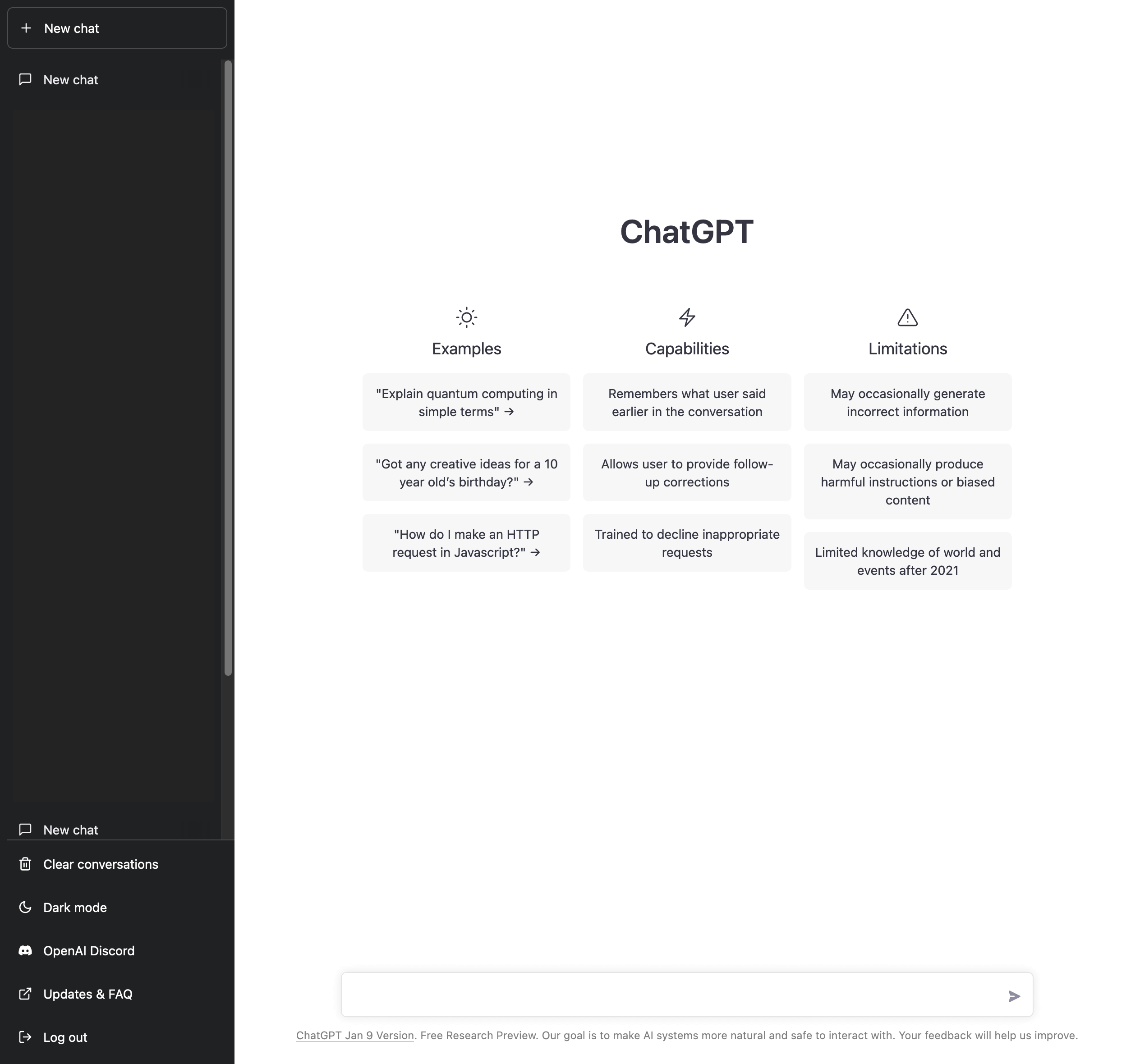 ChatGPT wartet auf Eingabe ("Prompts")