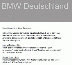 BMW.de - Ansicht für Suchmaschinen und aktiviertem JavaScript