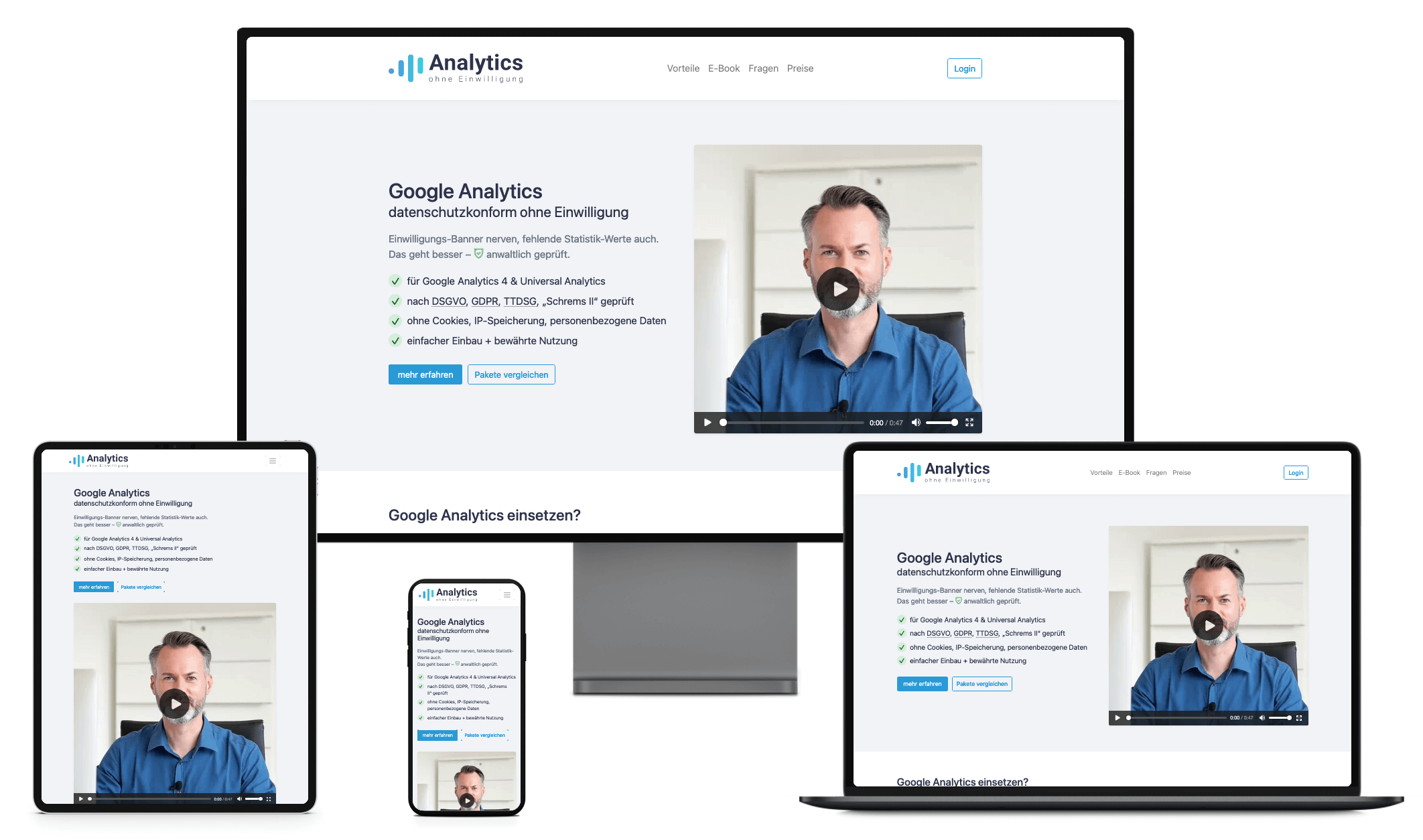 Unterschiedliche Sichtbereiche above the fold im Vergleich (responsive Darstellung)