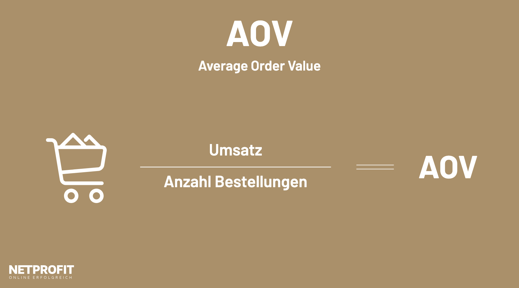Voller Warenkorb neben der Formel Umsatz geteilt durch Anzahl Bestellungen ergibt den AOV
