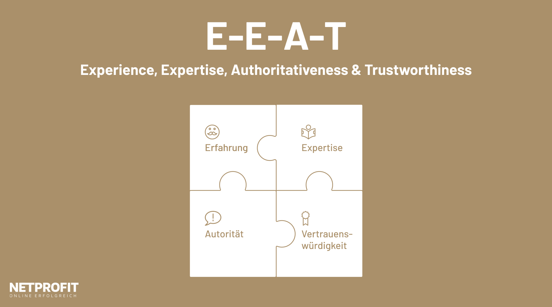 E-E-A-T = Experience, Expertise, Authoritativeness & Thrustworthiness