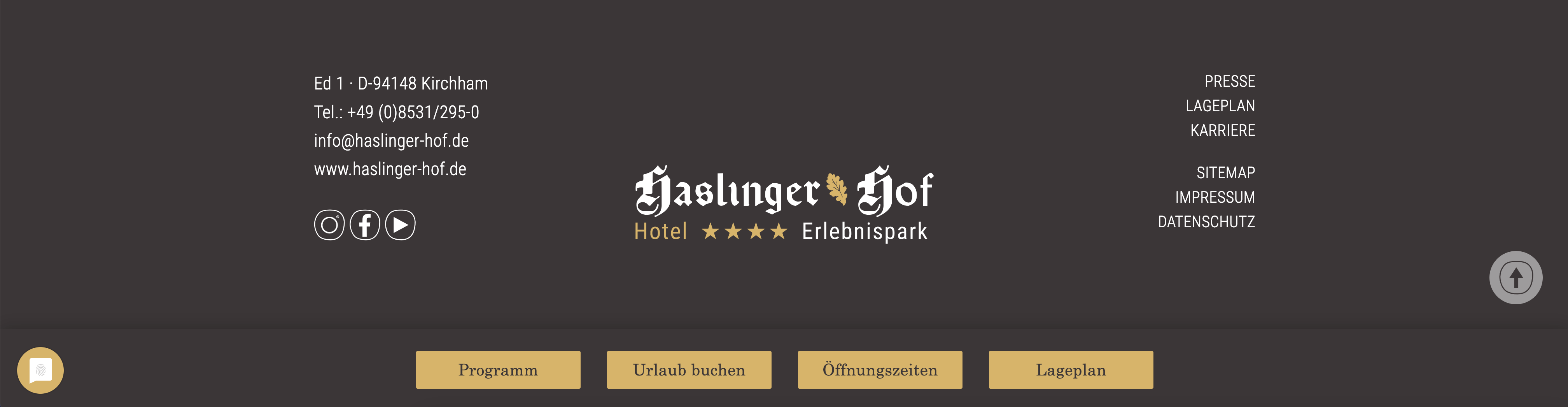 Beispiel für einen Footer der Seite www.haslinger-hof.de