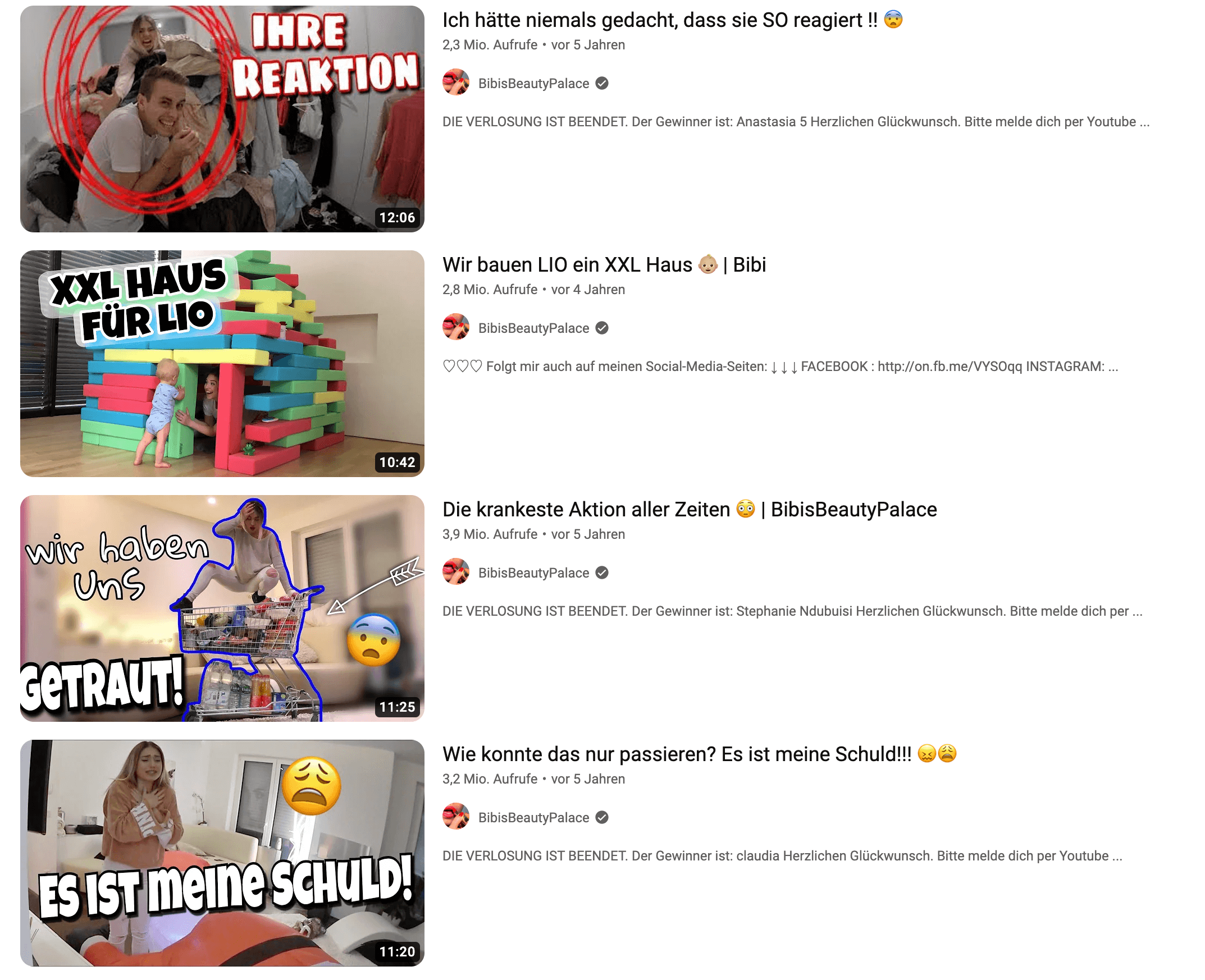Clickbait-Thumbnails auf YouTube, die zum Klicken animieren sollten